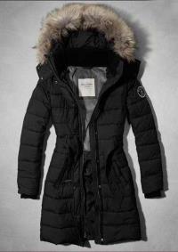 dames abercrombie fitch lang donsjassen fur hooded zwart Kleren Merken y58n7309